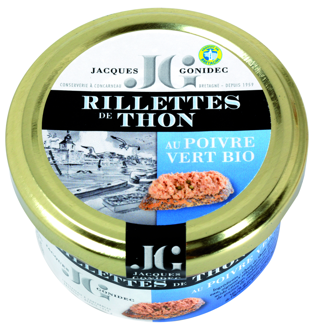 Jacques Gonidec Rilettes van tonijn met groene peper 90g - 3025